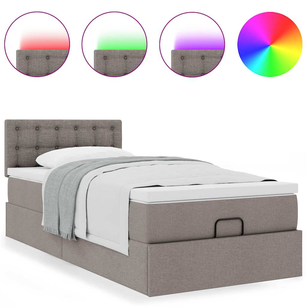 Pouf Letto con Materasso Tortora 100x200 cm in Tessuto