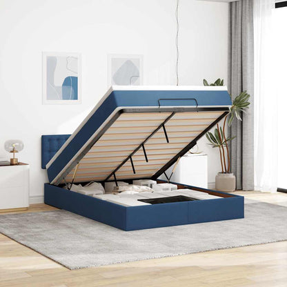 Pouf Letto con Materasso e LED Blu 140x190 cm