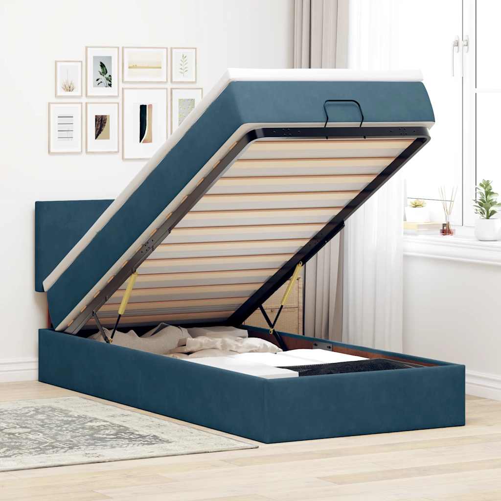 Struttura Letto Pouf con Materasso 90x190 cm in Velluto