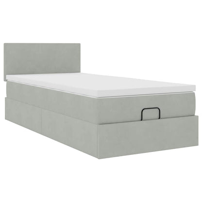 Struttura Letto Pouf con Materasso 90x200 cm in Velluto
