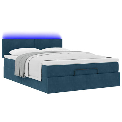 Struttura Letto Pouf con Materasso 140x190 cm in Velluto