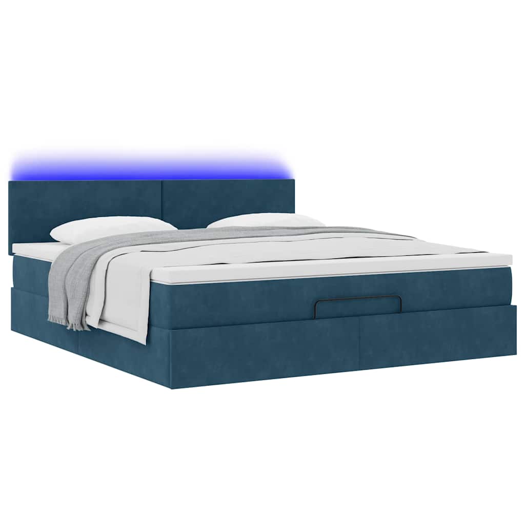Struttura Letto Pouf con Materasso 160x200 cm in Velluto