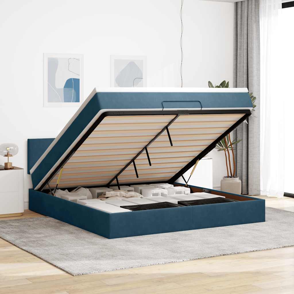 Struttura Letto Pouf con Materasso 160x200 cm in Velluto