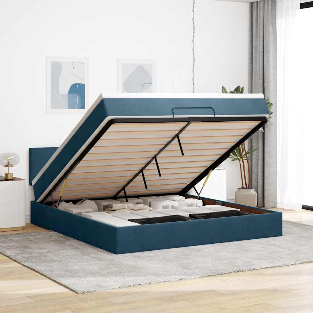Struttura Letto Pouf con Materasso 180x200 cm in Velluto