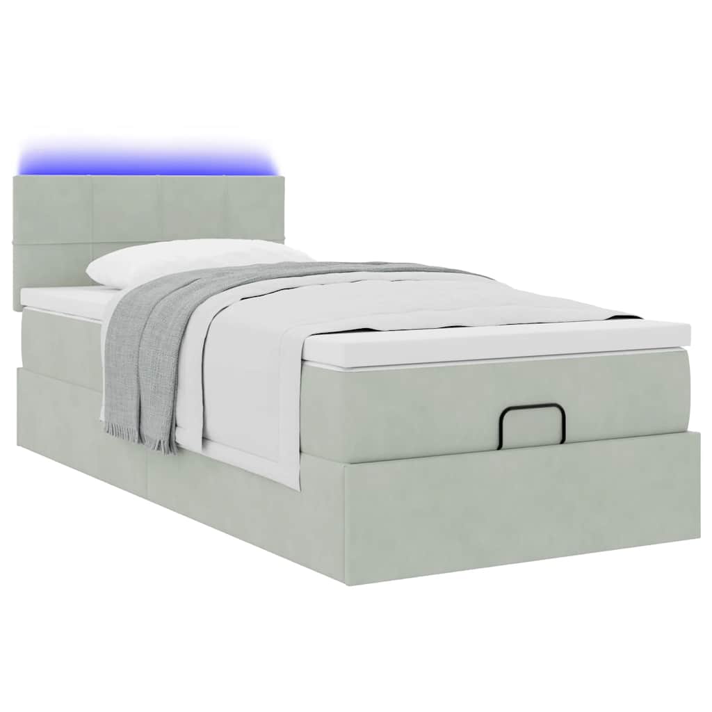 Struttura Letto Pouf con Materasso 90x190 cm in Velluto