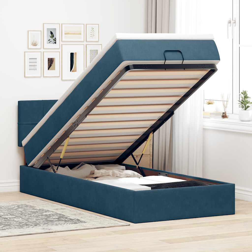 Struttura Letto Pouf con Materasso 90x190 cm in Velluto