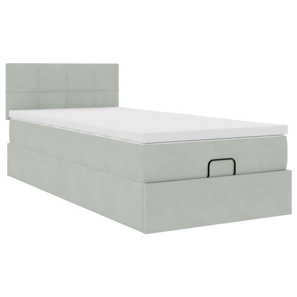 Struttura Letto Pouf con Materasso 100x200 cm Velluto