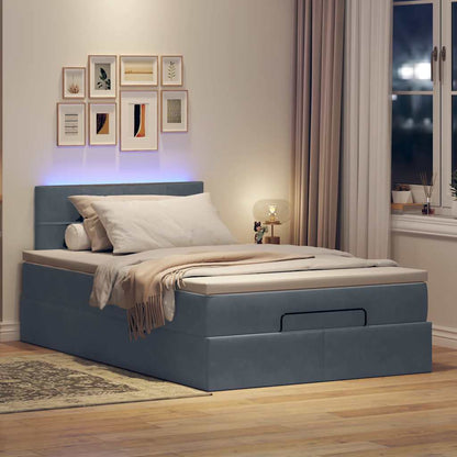 Pouf Letto con Materasso e LED Grigio Scuro 120x190cm Velluto