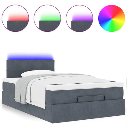 Pouf Letto con Materasso e LED Grigio Scuro 120x190cm Velluto
