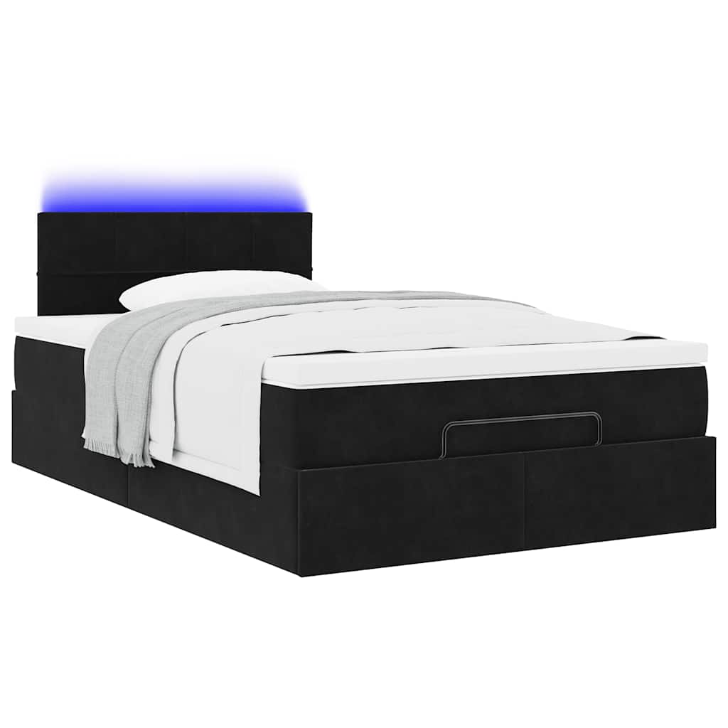 Struttura Letto Pouf con Materasso Nero 120x200 cm Velluto