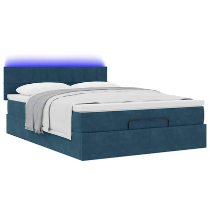 Struttura Letto Pouf con Materasso 140x190 cm in Velluto