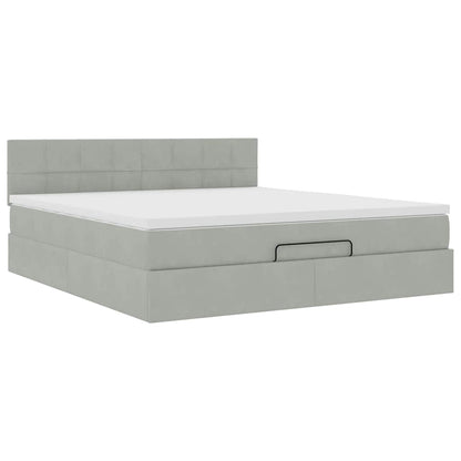 Struttura Letto Pouf con Materasso 160x200 cm in Velluto