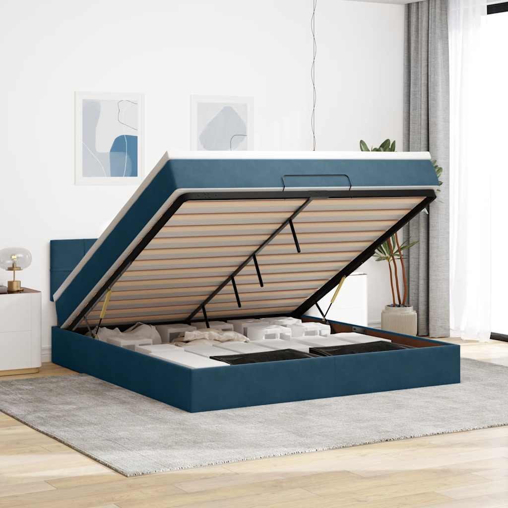 Struttura Letto Pouf con Materasso 160x200 cm in Velluto