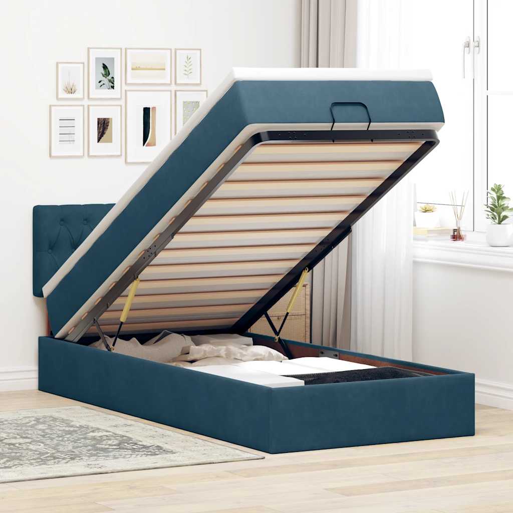 Struttura Letto Pouf con Materasso 90x200 cm in Velluto