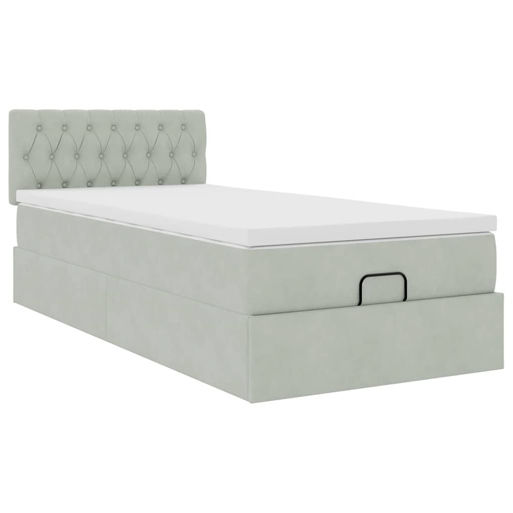 Struttura Letto Pouf con Materasso 100x200 cm Velluto