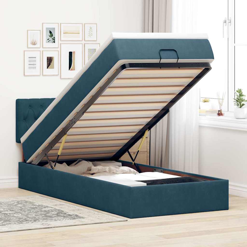 Struttura Letto Pouf con Materasso 100x200 cm Velluto