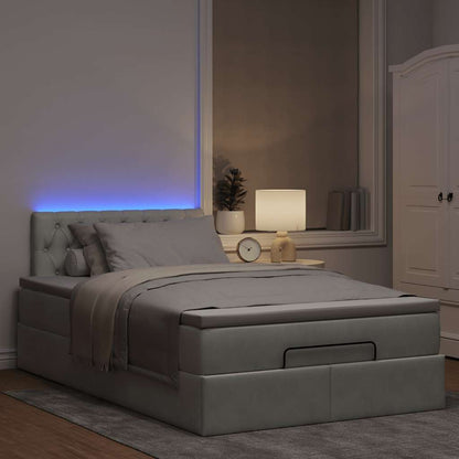Pouf Letto con Materasso e LED Grigio Chiaro 120x190cm Velluto