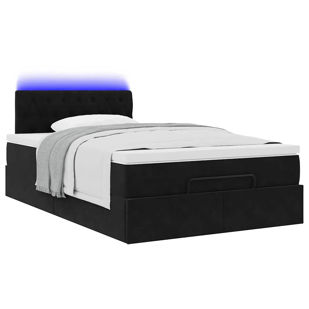 Struttura Letto Pouf con Materasso Nero 120x200 cm Velluto
