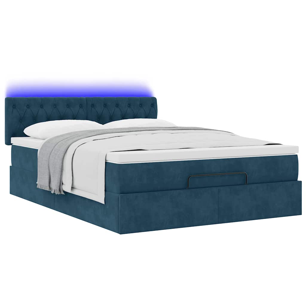 Struttura Letto Pouf con Materasso 140x190 cm in Velluto