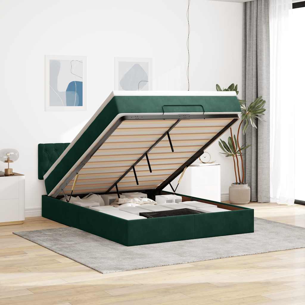 Struttura Letto Pouf con Materasso 140x200 cm in Velluto