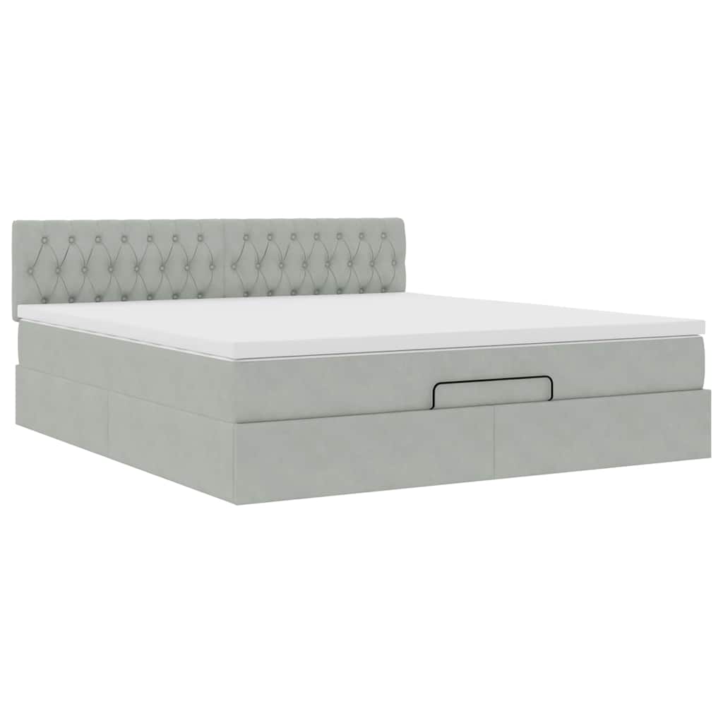 Struttura Letto Pouf con Materasso 160x200 cm in Velluto