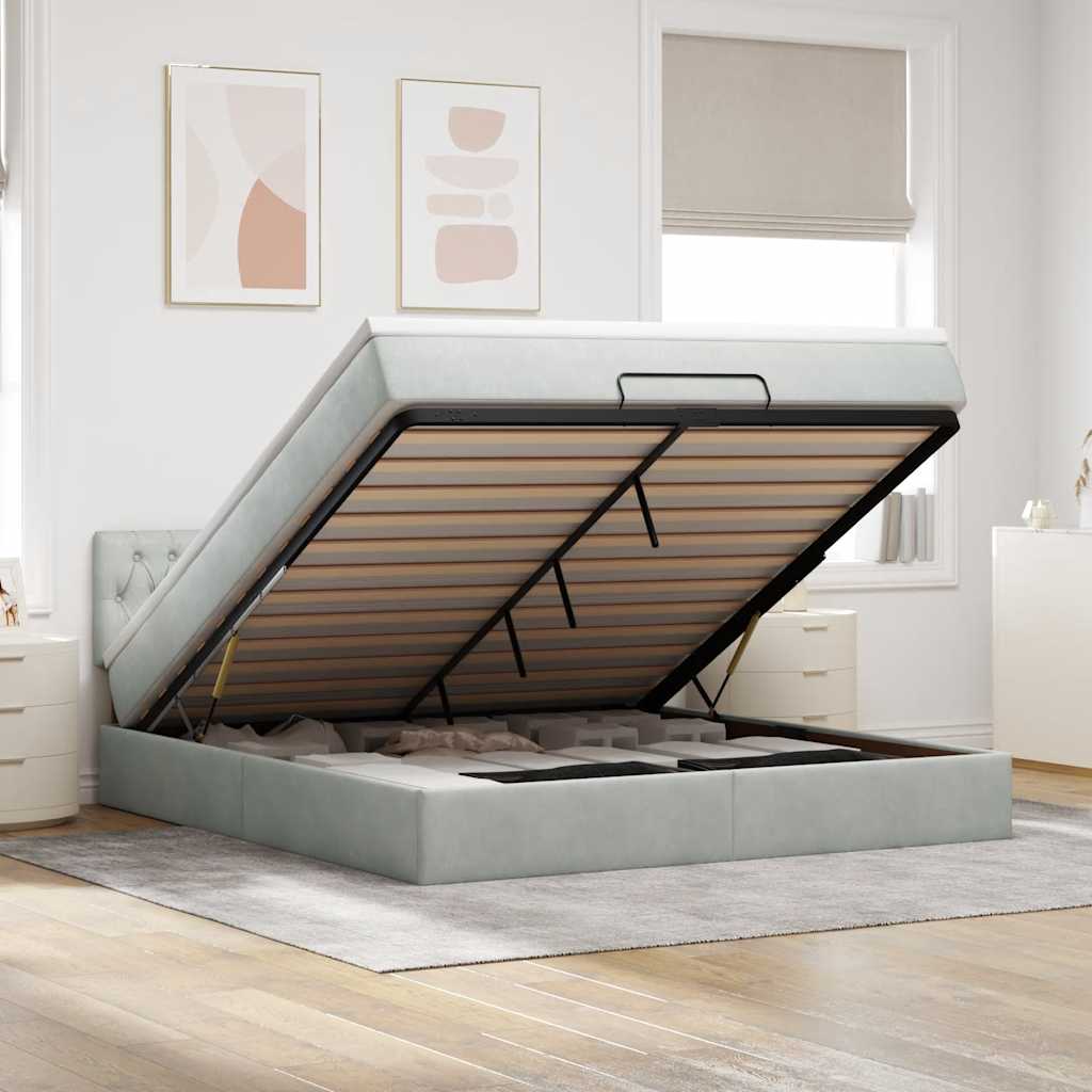 Struttura Letto Pouf con Materasso 160x200 cm in Velluto