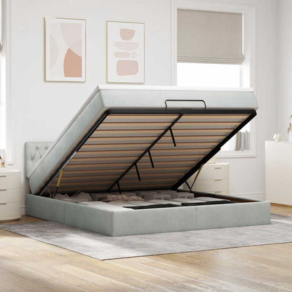 Struttura Letto Pouf con Materasso 160x200 cm in Velluto