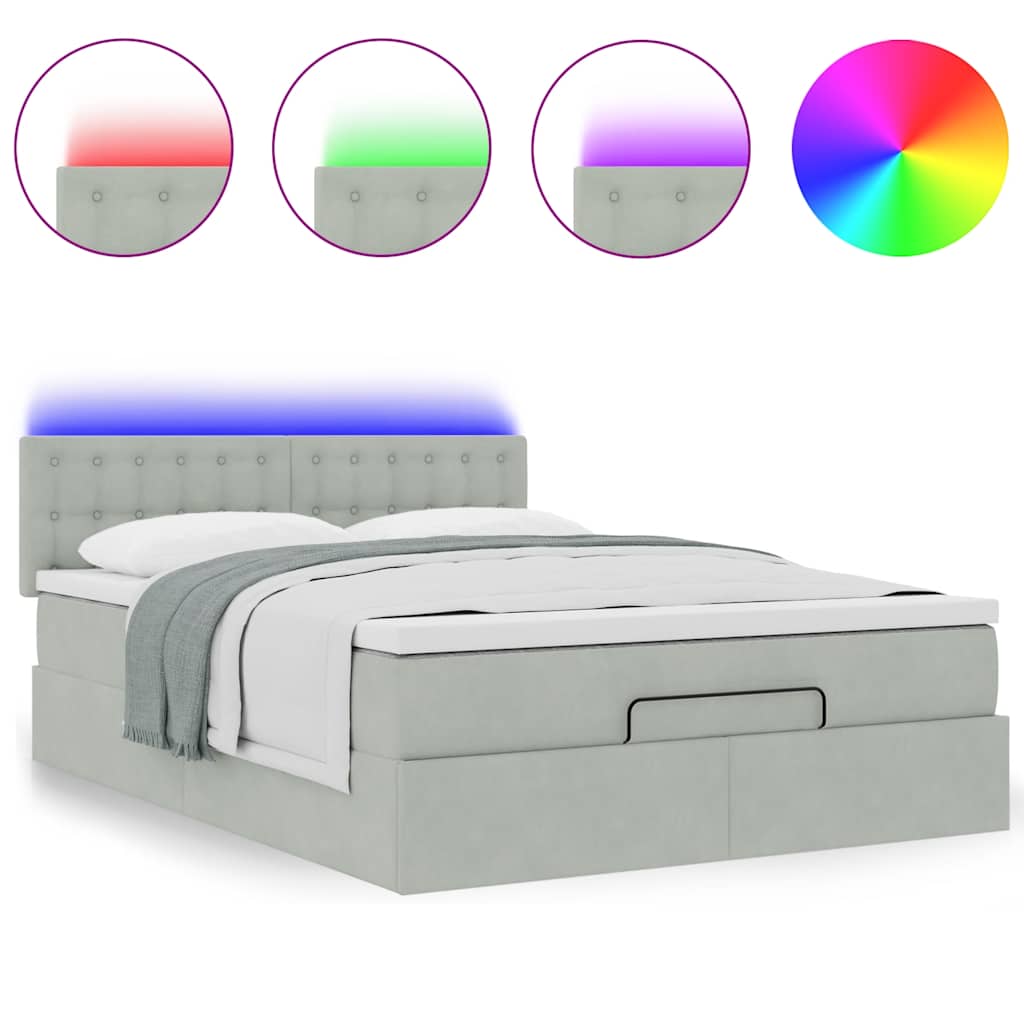 Struttura Letto Pouf con Materasso 140x200 cm in Velluto