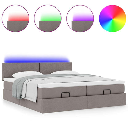Struttura Letto Pouf con Materassi Tortora 160x200cm in Tessuto
