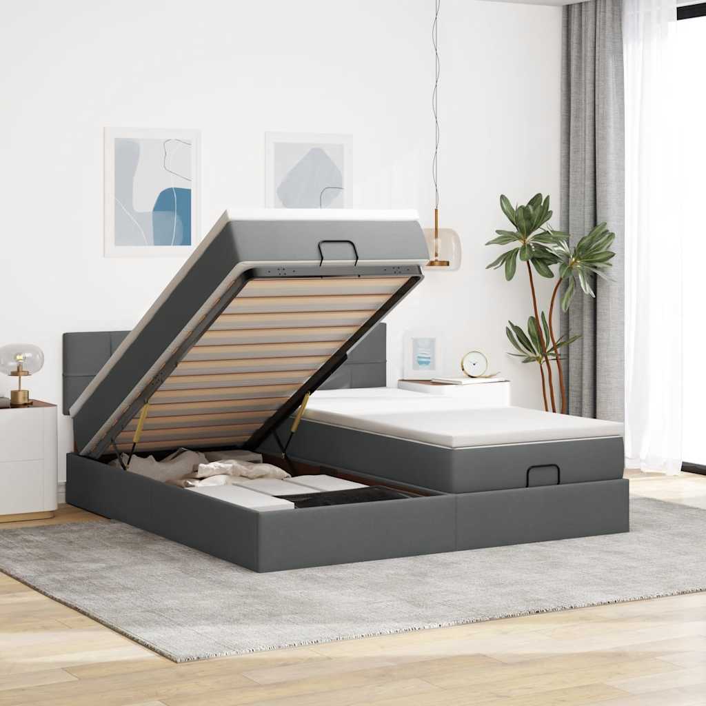 Struttura Letto Pouf con Materassi 160x200 cm in Tessuto