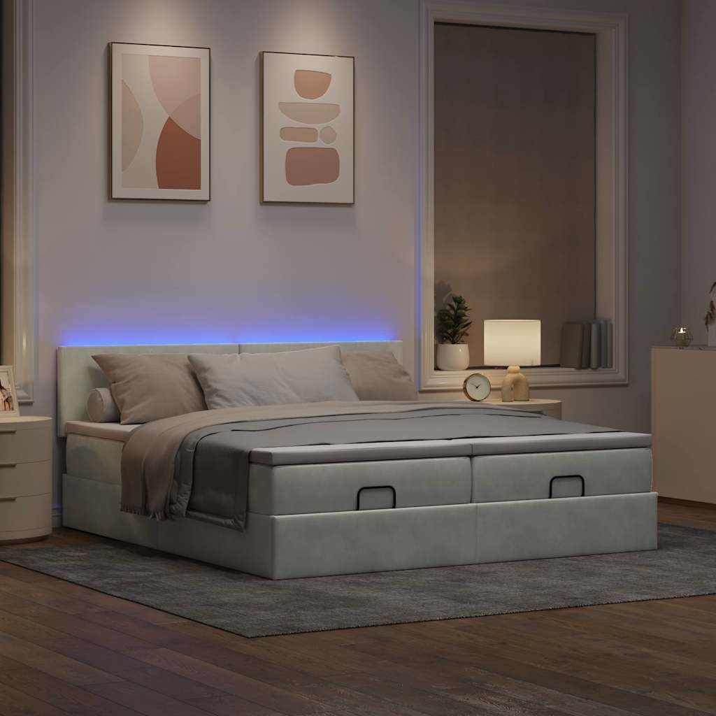 Struttura Letto Pouf con Materassi 160x200 cm in Velluto