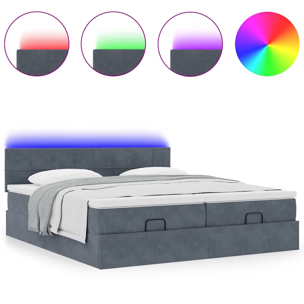 Struttura Letto Pouf con Materassi 160x200 cm in Velluto