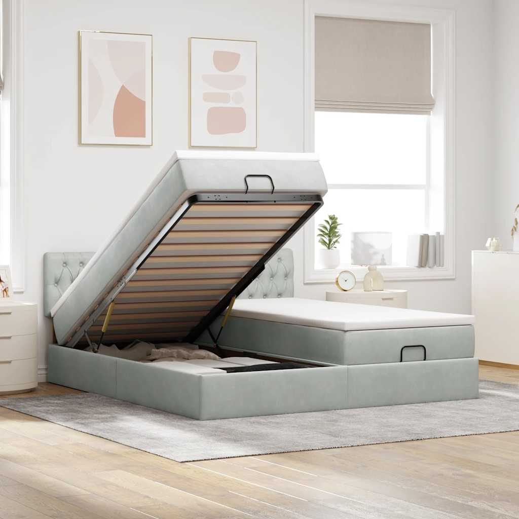 Struttura Letto Pouf con Materassi 160x200 cm in Velluto