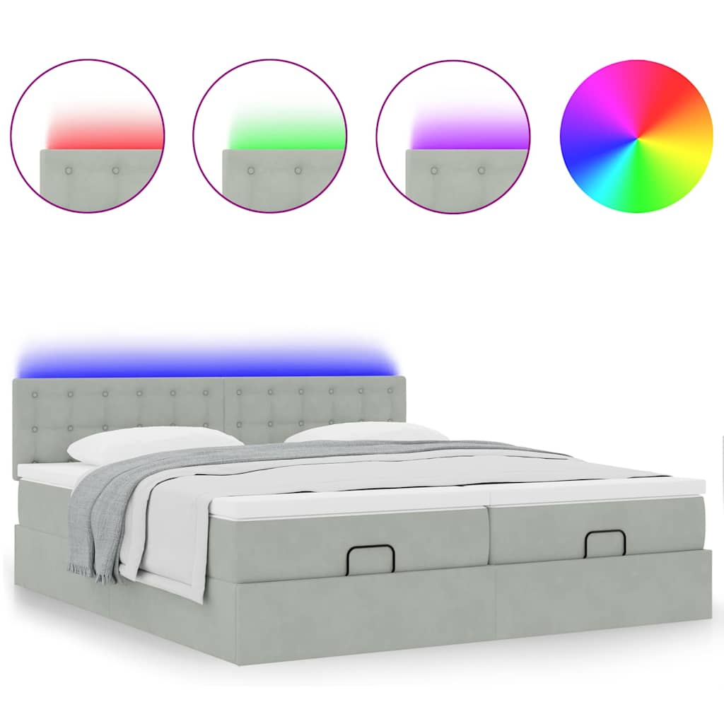 Struttura Letto Pouf con Materassi 160x200 cm in Velluto