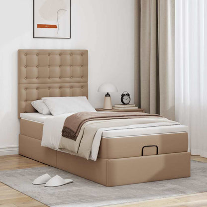 Letto Pouf con Materasso Cappucino 80x200 cm Similpelle