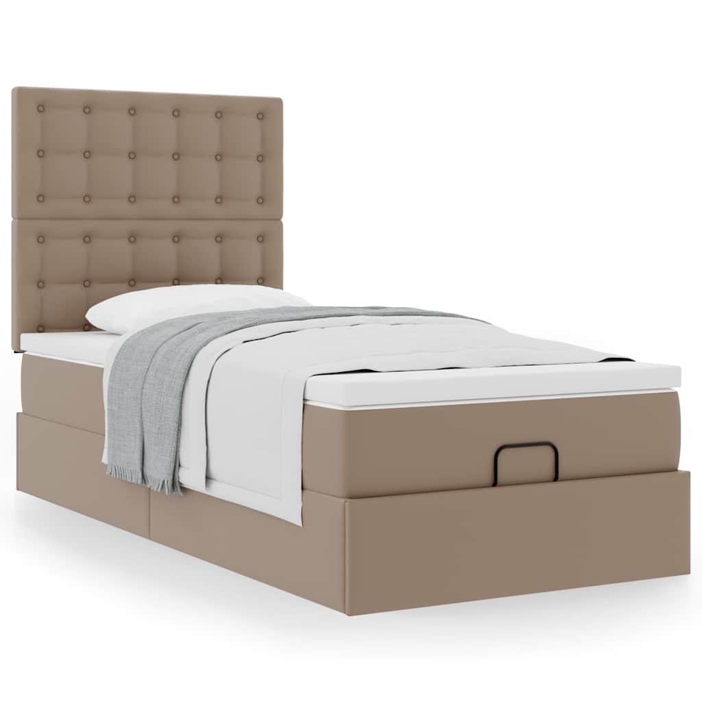 Letto Pouf con Materasso Cappucino 80x200 cm Similpelle