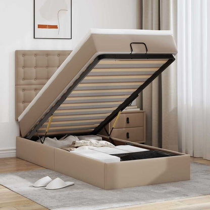Letto Pouf con Materasso Cappucino 80x200 cm Similpelle
