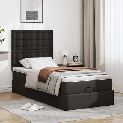 Letto Pouf con Materasso Nero 100x200 cm Similpelle