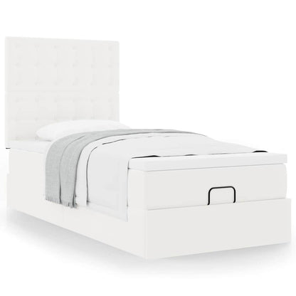 Letto Pouf con Materasso Bianco 100x200 cm Similpelle