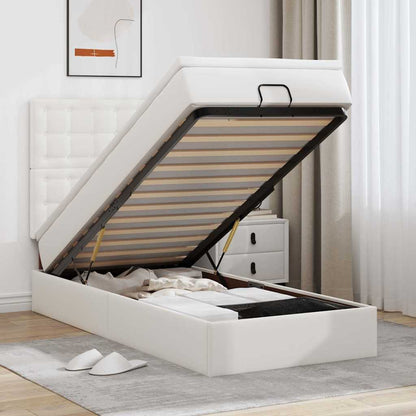 Letto Pouf con Materasso Bianco 100x200 cm Similpelle