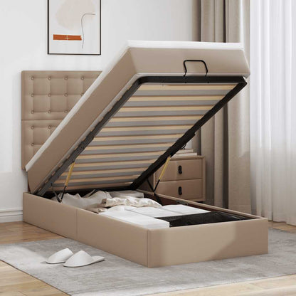 Letto Pouf con Materasso Cappucino 100x200 cm Similpelle