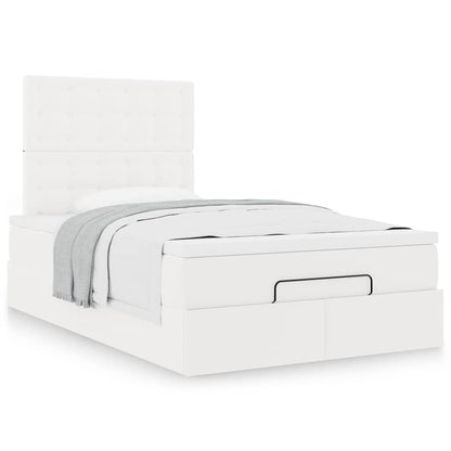 Struttura Letto Pouf con Materasso Bianco 120x190 cm Similpelle