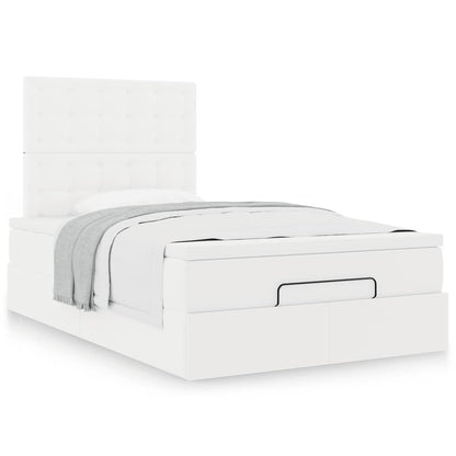 Struttura Letto Pouf con Materasso Bianco 120x200 cm Similpelle