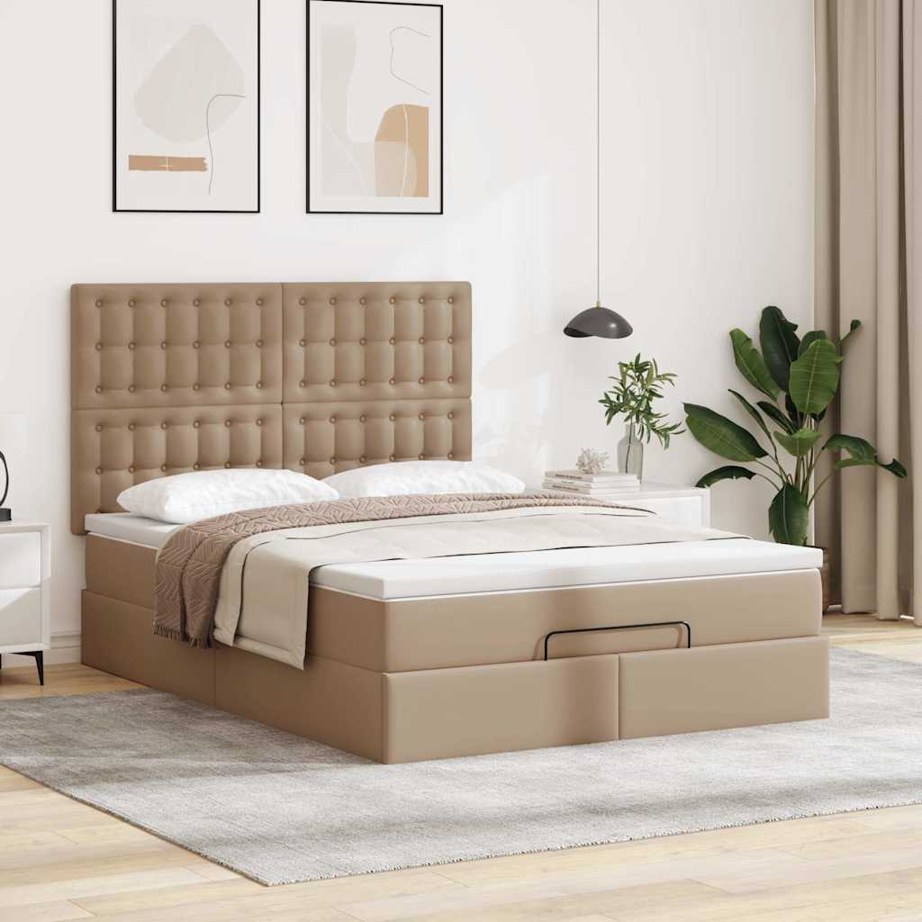 Struttura Letto Pouf con Materasso 140x190 cm Similpelle