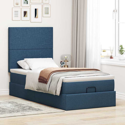 Pouf Letto con Materasso Blu 100x200 cm in Tessuto