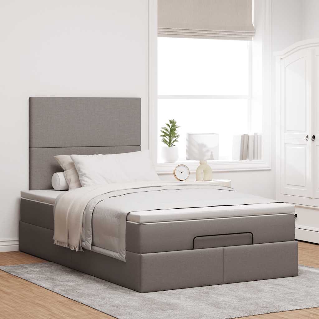 Struttura Letto Pouf con Materasso Tortora 120x200cm in Tessuto