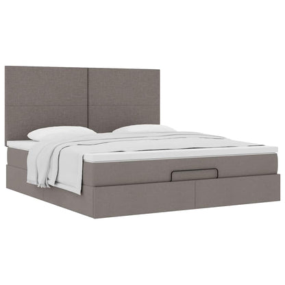 Struttura Letto Pouf con Materasso Tortora 160x200cm in Tessuto