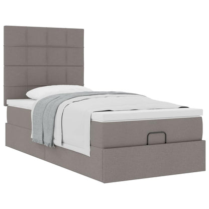 Struttura Letto Pouf con Materasso Tortora 80x200 cm in Tessuto