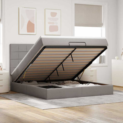 Struttura Letto Pouf con Materasso Tortora 180x200cm in Tessuto