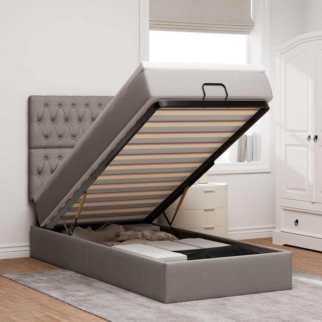 Pouf Letto con Materasso Tortora 100x200 cm in Tessuto